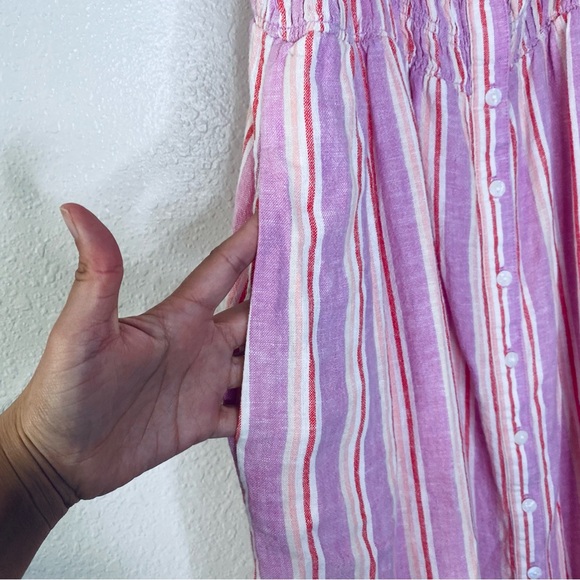 Universal Thread NEW Linen Blend Striped Button Front Tie Straps Sundress XXL - Picture 5 of 8